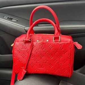 Louis Vuitton Cherry Red Embossed Satchel